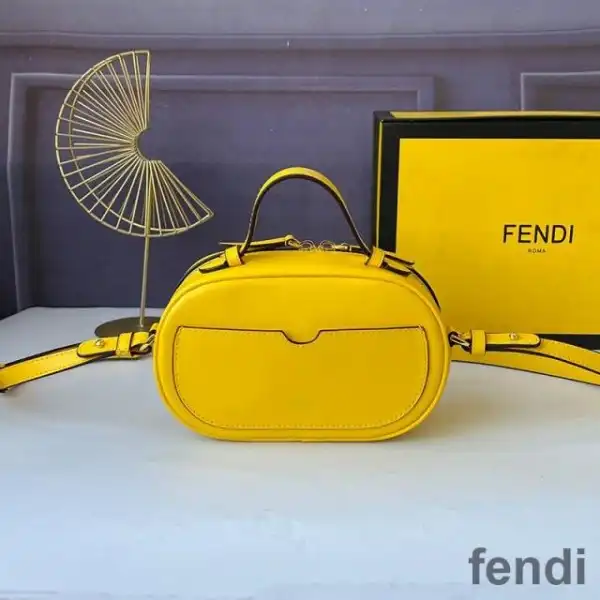 Affordable Fendi Mini O'Lock Camera Case In Calf Leather Yellow