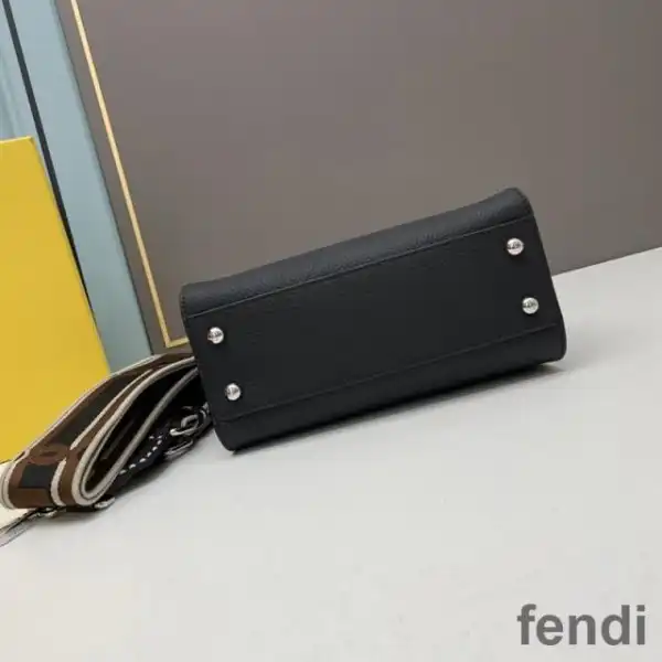 Affordable Fendi Mini Peekaboo Iconic Bag In Stitching Calf Leather Black