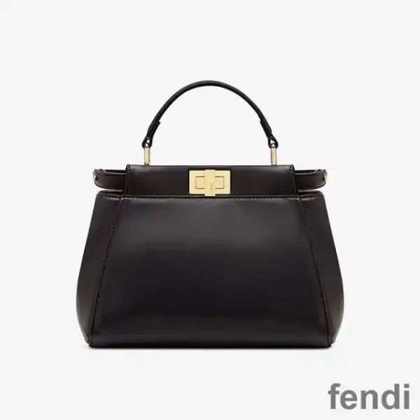 Affordable Fendi Mini Peekaboo Iconic Handbag In Nappa Leather Black