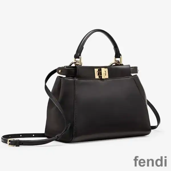 Affordable Fendi Mini Peekaboo Iconic Handbag In Nappa Leather Black