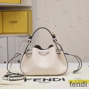 Fendi Mini Pomodorino Bucket Bag In Calf Leather Beige