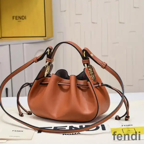 Cheap Fendi Mini Pomodorino Bucket Bag In Calf Leather Brown