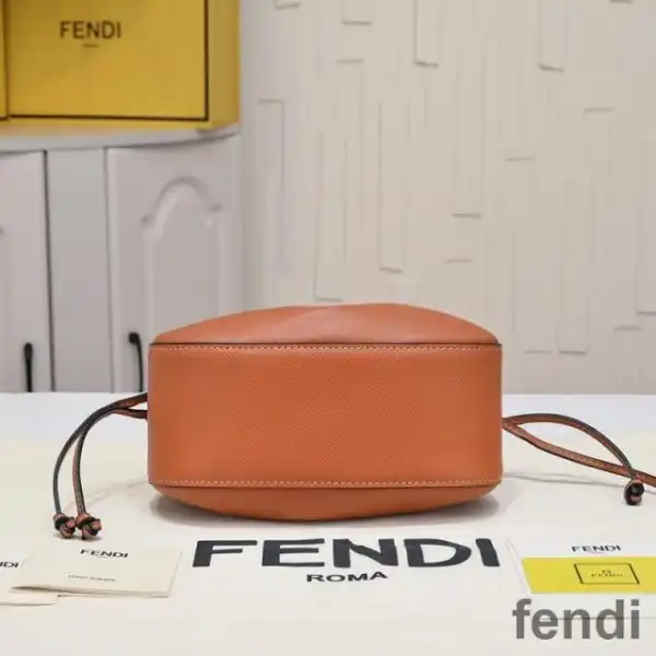 Cheap Fendi Mini Pomodorino Bucket Bag In Calf Leather Brown