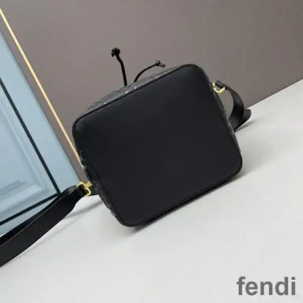 Affordable Fendi Mon Tresor Bucket Bag In FF Motif Calf Leather Black