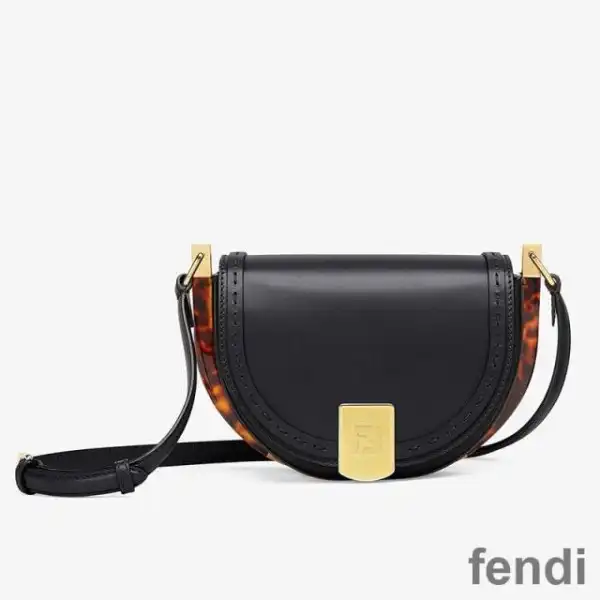 Cheap Fendi Moonlight Bag In ROMA Logo Calf Leather Black