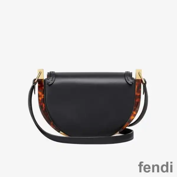 Cheap Fendi Moonlight Bag In ROMA Logo Calf Leather Black