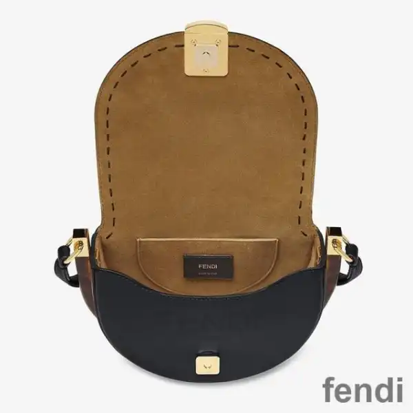 Cheap Fendi Moonlight Bag In ROMA Logo Calf Leather Black