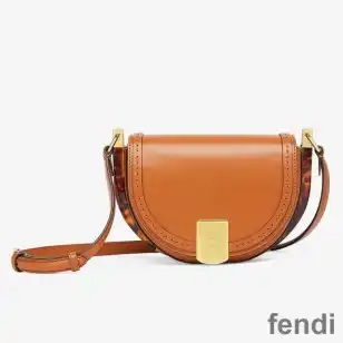 Affordable Fendi Moonlight Bag In ROMA Logo Calf Leather Brown