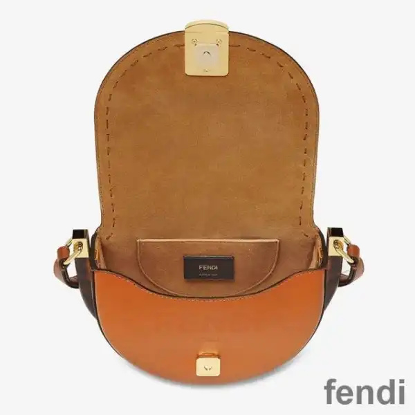 Affordable Fendi Moonlight Bag In ROMA Logo Calf Leather Brown