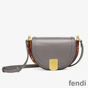 Cheap Fendi Moonlight Bag In ROMA Logo Calf Leather Grey