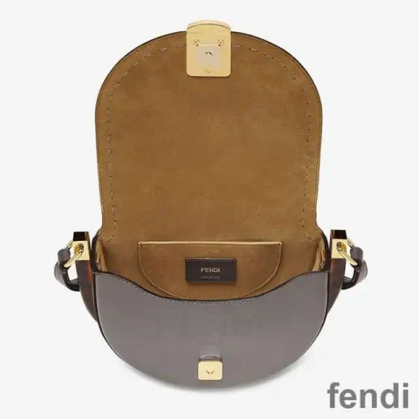 Cheap Fendi Moonlight Bag In ROMA Logo Calf Leather Grey