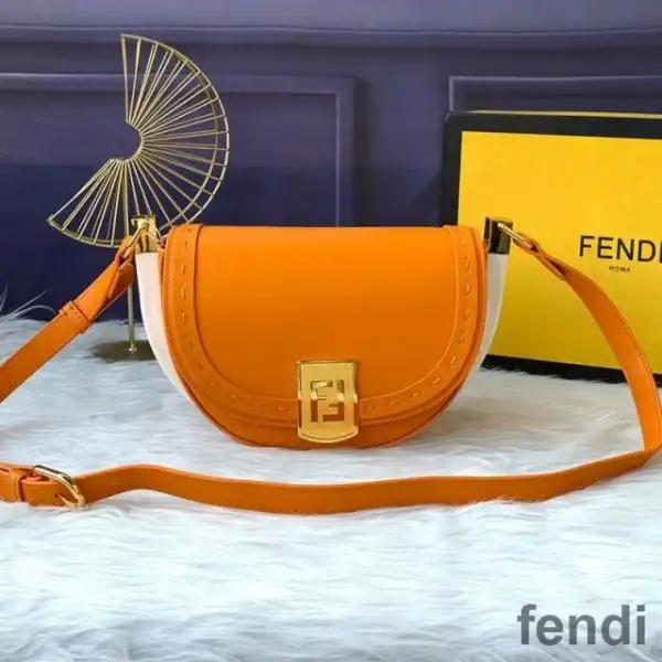 Affordable Fendi Moonlight Bag In ROMA Logo Calf Leather Orange