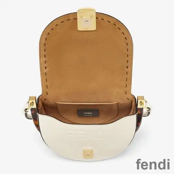 Cheap Fendi Moonlight Bag In ROMA Logo Calf Leather White