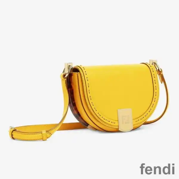 Affordable Fendi Moonlight Bag In ROMA Logo Calf Leather Yellow