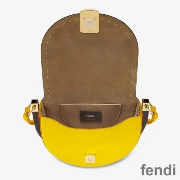 Affordable Fendi Moonlight Bag In ROMA Logo Calf Leather Yellow