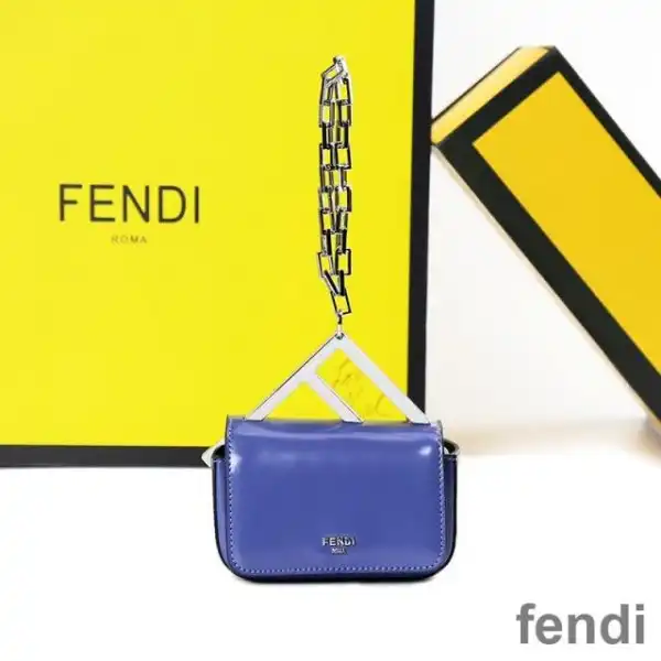 Affordable Fendi Nano F Bag In Calf Leather Blue