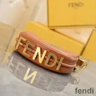 Fendi Nano Fendigraphy Hobo Bag In Calf Leather Brown