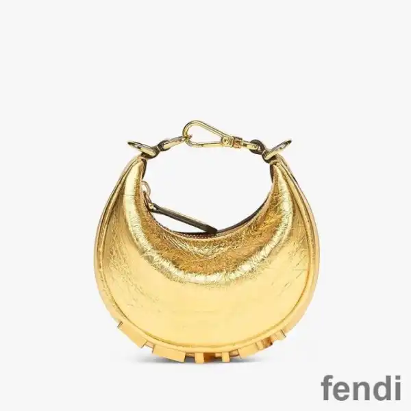 Affordable Fendi Nano Fendigraphy Hobo Bag In Calf Leather Gold