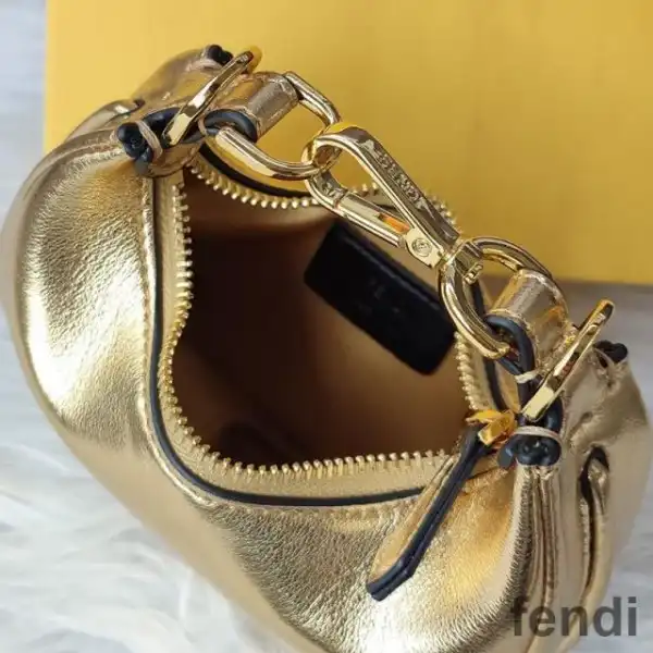 Affordable Fendi Nano Fendigraphy Hobo Bag In Calf Leather Gold