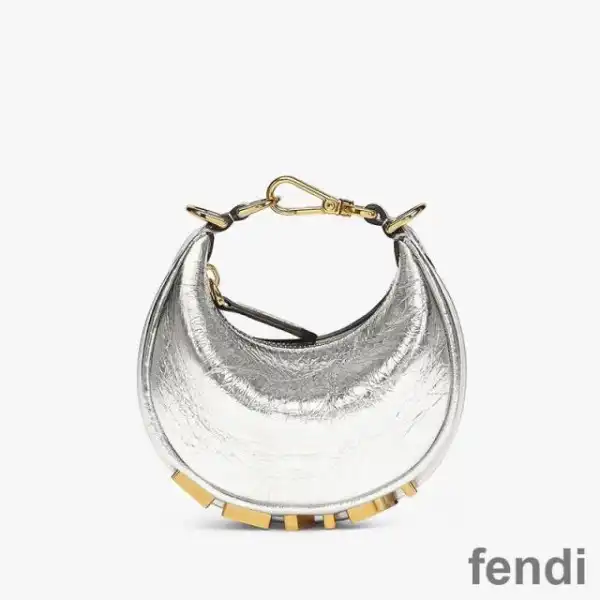 Affordable Fendi Nano Fendigraphy Hobo Bag In Calf Leather Silver