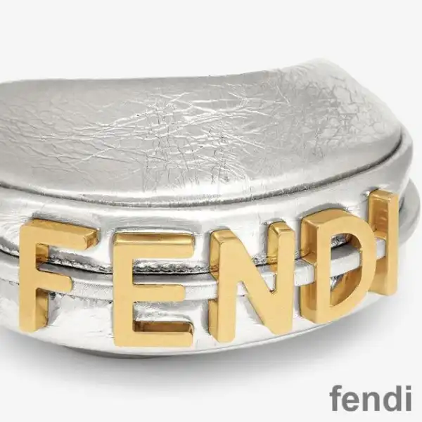 Affordable Fendi Nano Fendigraphy Hobo Bag In Calf Leather Silver