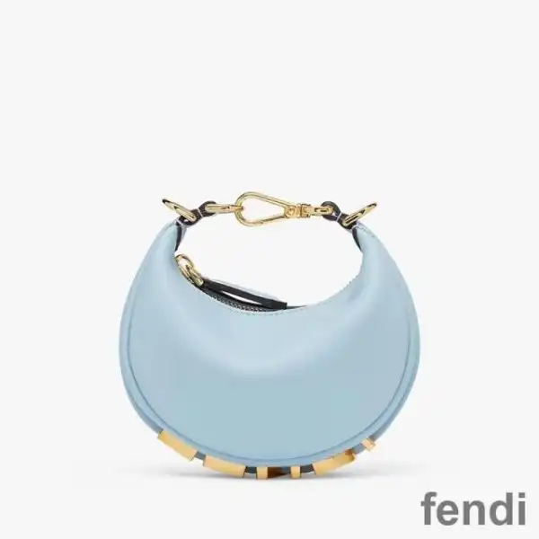 Affordable Fendi Nano Fendigraphy Hobo Bag In Calf Leather Sky Blue