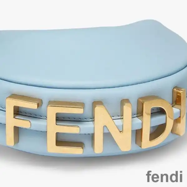 Affordable Fendi Nano Fendigraphy Hobo Bag In Calf Leather Sky Blue