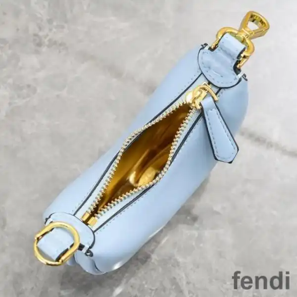 Affordable Fendi Nano Fendigraphy Hobo Bag In Calf Leather Sky Blue