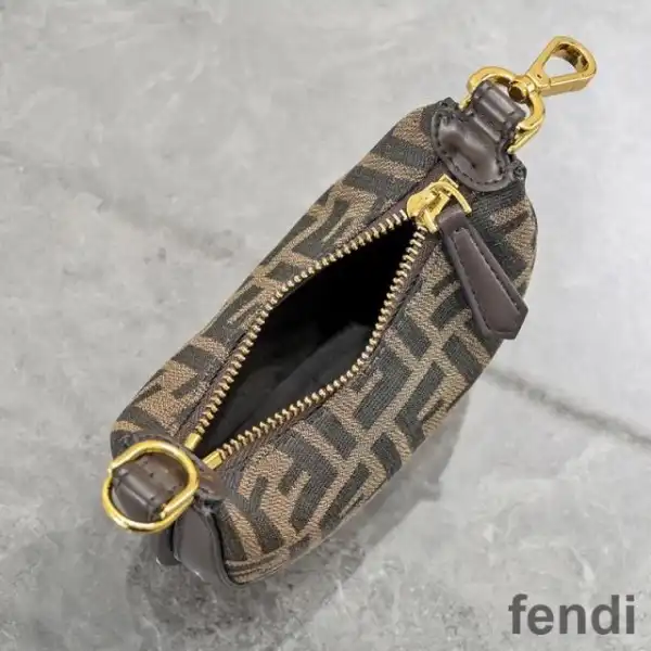 Cheap Fendi Nano Fendigraphy Hobo Bag In FF Motif Fabric Brown