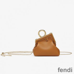 Fendi Nano First Bag In Nappa Leather Brown