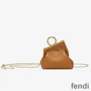 Fendi Nano First Bag In Nappa Leather Brown