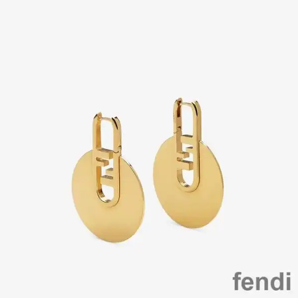 Cheap Fendi O'Lock Circular Earrings In Metal Gold