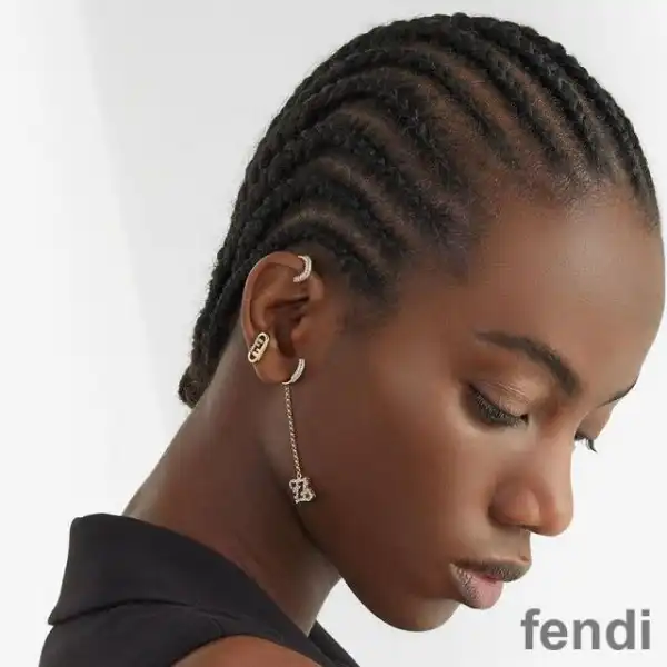 Cheap Fendi O'Lock Earrings In Crystals Metal Gold