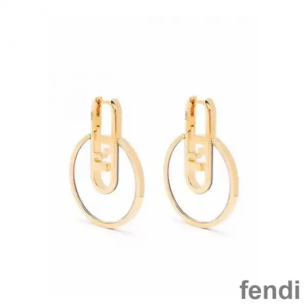 Affordable Fendi O'Lock Hoop Earrings In Metal Gold