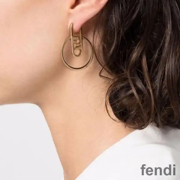 Affordable Fendi O'Lock Hoop Earrings In Metal Gold