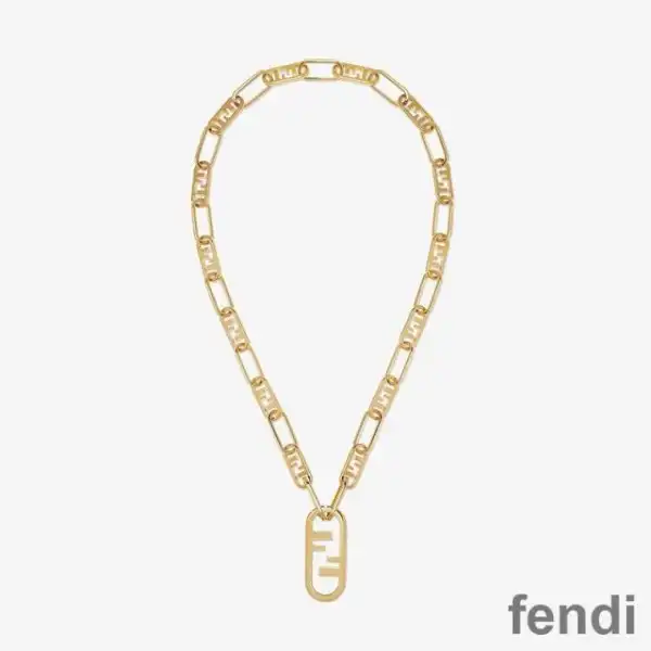 Cheap Fendi O'Lock Mesh Necklace In Metal Gold