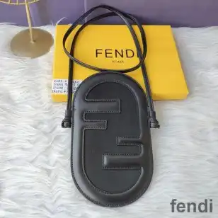 Fendi O'Lock Phone Pouch In Calf Leather Black