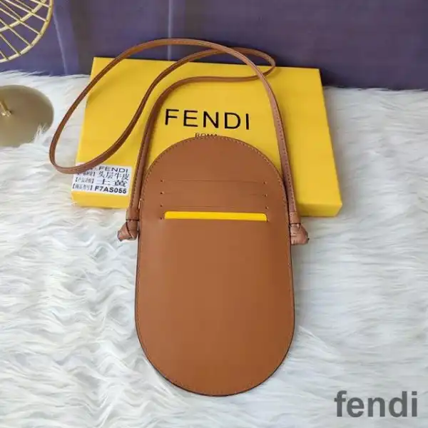 Affordable Fendi O'Lock Phone Pouch In Calf Leather Brown