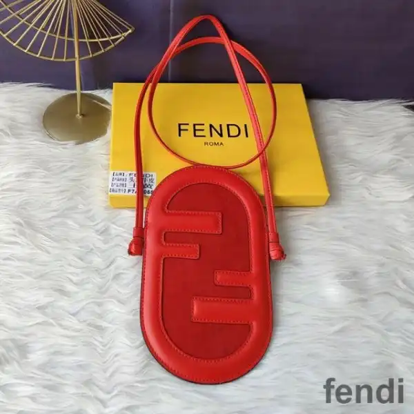 Affordable Fendi O'Lock Phone Pouch In Calf Leather Red