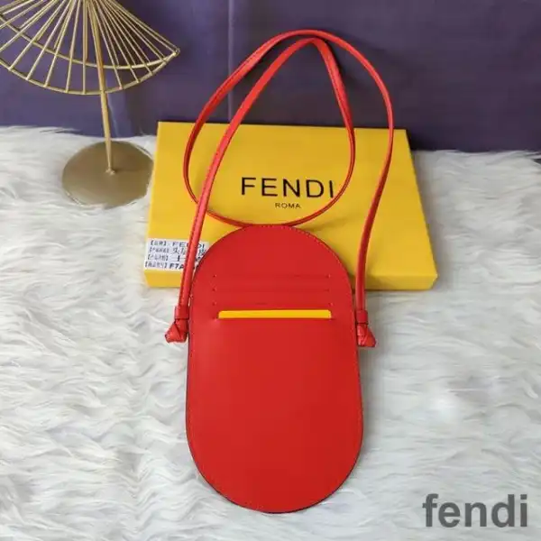 Affordable Fendi O'Lock Phone Pouch In Calf Leather Red