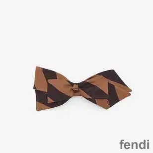 Affordable Fendi Pequin Stripe Hair Clip In Silk Brown