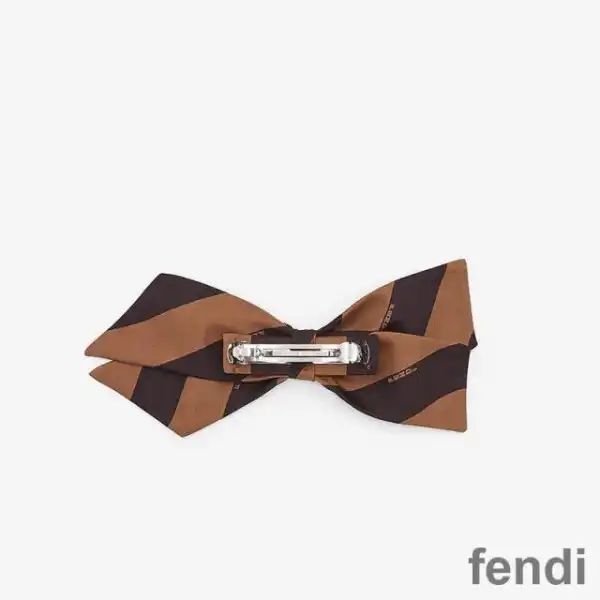 Affordable Fendi Pequin Stripe Hair Clip In Silk Brown