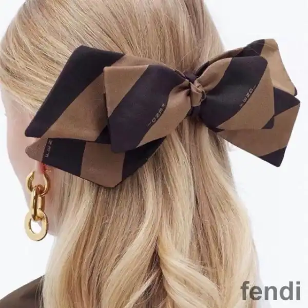 Affordable Fendi Pequin Stripe Hair Clip In Silk Brown