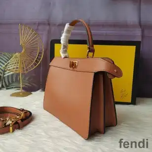 Fendi Petite Peekaboo ISeeu Bag In Nappa Leather Brown