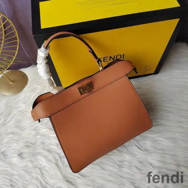 Affordable Fendi Petite Peekaboo ISeeu Bag In Nappa Leather Brown