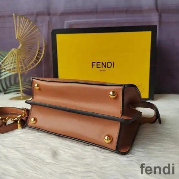 Affordable Fendi Petite Peekaboo ISeeu Bag In Nappa Leather Brown