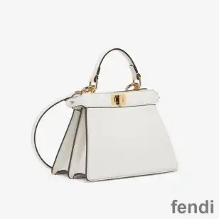 Fendi Petite Peekaboo ISeeu Bag In Nappa Leather White