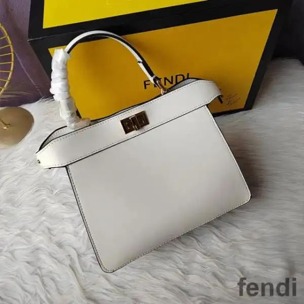 Affordable Fendi Petite Peekaboo ISeeu Bag In Nappa Leather White