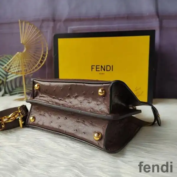 Affordable Fendi Petite Peekaboo ISeeu Bag In Ostrich Leather Coffee