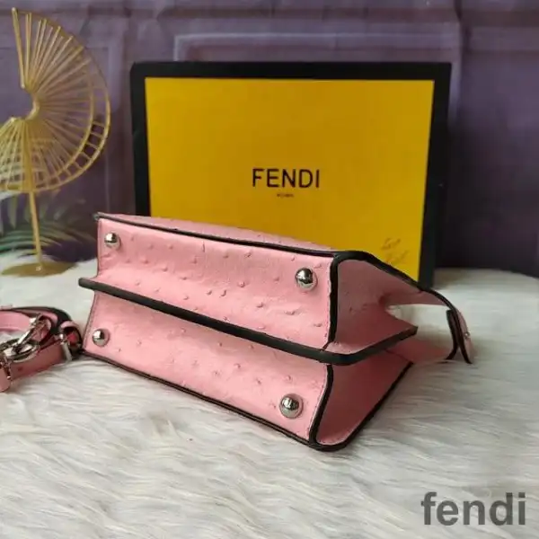 Affordable Fendi Petite Peekaboo ISeeu Bag In Ostrich Leather Pink